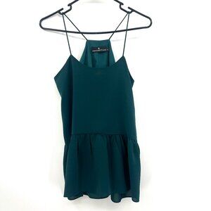 Pomander Place Deep Green Peplum Racerback Tank Top Women's XS